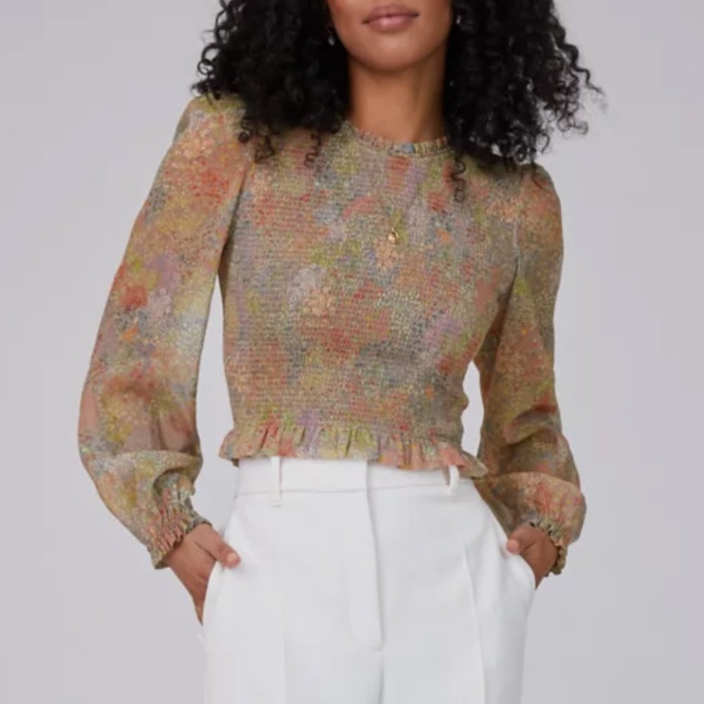 Aritzia Wilfred Tempest Blouse Cropped chiffon prairie blouse Size M